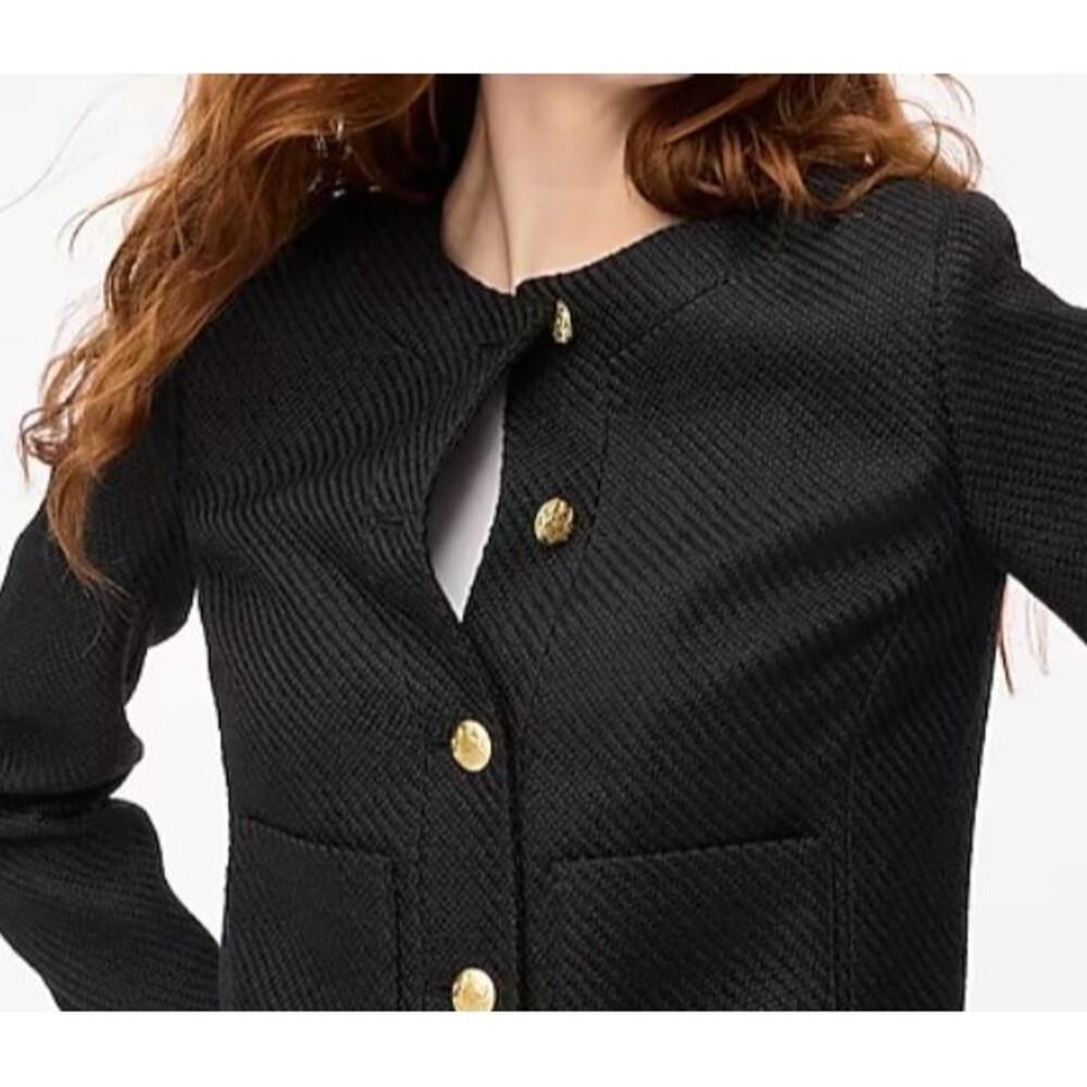 New J Crew Lady Jacket Black Tweed Cropped w/ Gold Buttons Size 20 NWT - Picture 5 of 16